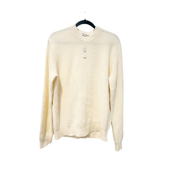 Madewell Men's Cotton Shaker-Stitch Crewneck Sweater Vintage Ivory Size M NWT - Picture 8 of 12
